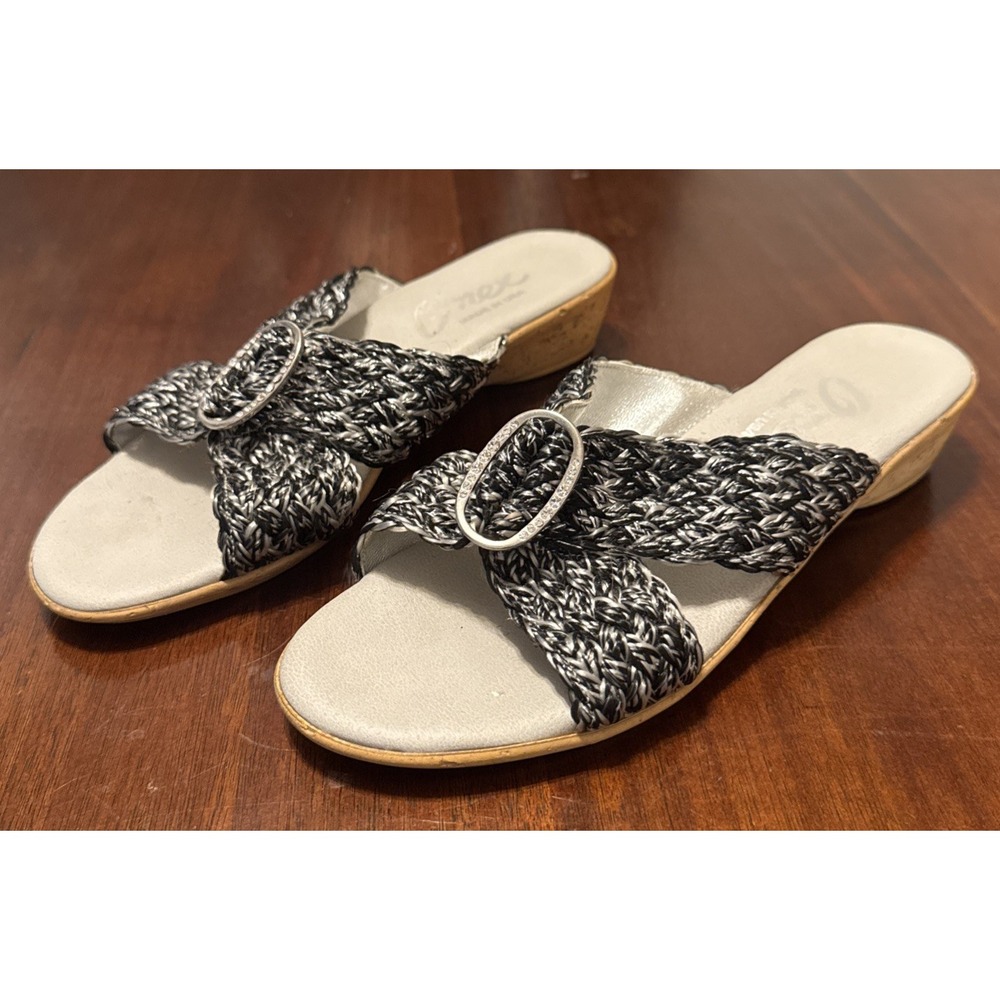 Onex Women's Size 8 Metallic Woven Slide Sandals Cork Wedge Made in USA